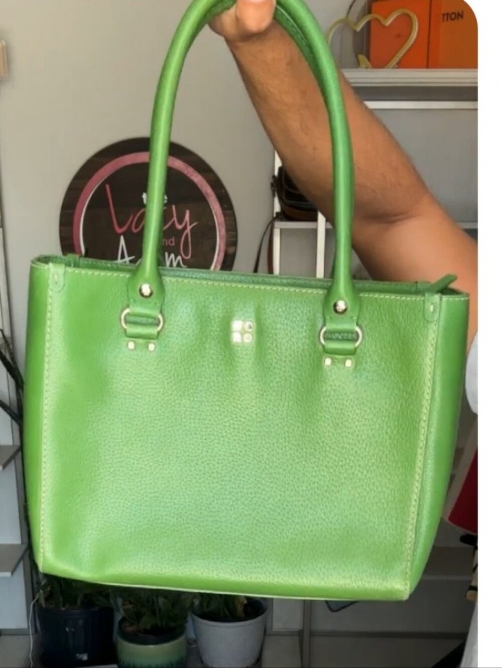Kate Spade Bright Green Leather Satchel Tote